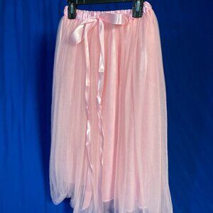 Dancina Girls Pink Tulle Ankle Length Tutu Maxi Skirt Size 8-12 Years